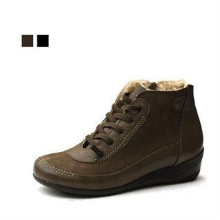 Genuine Leather Fleece Lined Ankle Boots