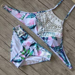 Crochet Panel Halter Bikini