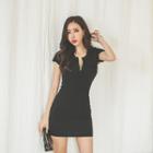 Short-sleeve Zip-detail Bodycon Dress