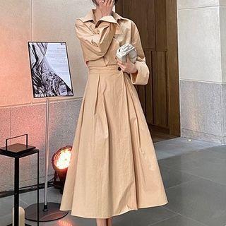 Plain Midi A-line Coat Dress