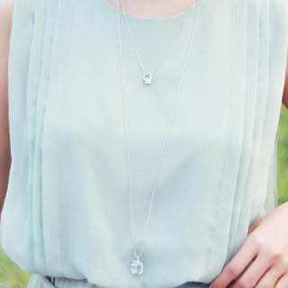 Crystal Pendant Layered Long Necklace
