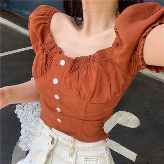 Ruffle Trim Short-sleeve Crop Top