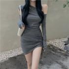 Drawstring Cut-out Long-sleeve Dress