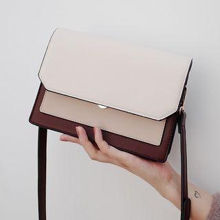 Color Block Faux Leather Crossbody Bag As Shown In Figure - One Size