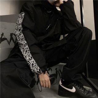Print Panel Drawstring Jacket