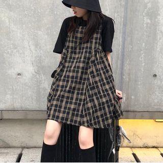 Short-sleeve Crew Neck T-shirt / A-line Overall Dress