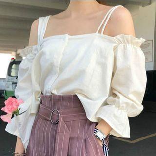 3/4-sleeve Cold-shoulder Top