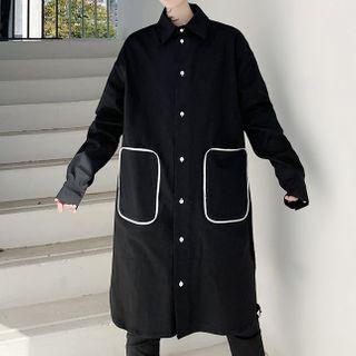 Contrast Trim Pocket Long Shirt