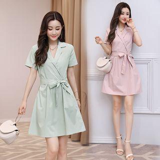 Tie Waist Short-sleeve Dress