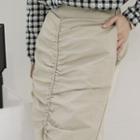 Band-waist Ruched Long Skirt