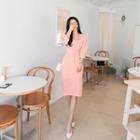 Square-neck Puff-sleeve Dress With Belt