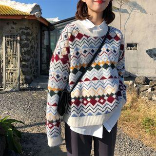 Geometric Pattern Sweater As Shown In Figure - One Size