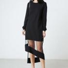 Mesh Hem Long Sleeve Dress