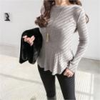 Textured Slim-fit Flare Knit Top