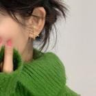 Cross Alloy Earring 1 Pair - S925 Silver Ear Studs - Gold - One Size