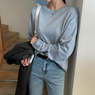 Plus Size Basic Round-neck Knit Top