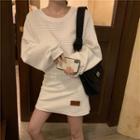 Long-sleeve Cropped Sweatshirt / A-line Mini Skirt