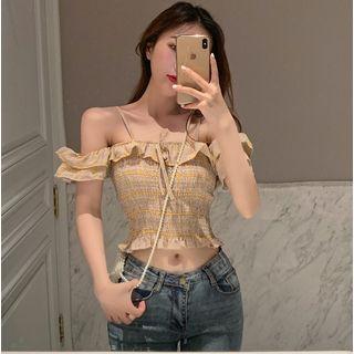 Off-shoulder Ruffled Crop Blouse