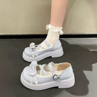 Platform Bow Strappy Mary Jane Shoes