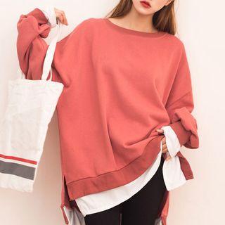 Mock Two-piece Long-sleeve Sweatshirt