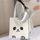 Panda Print Canvas Tote Bag White - One Size