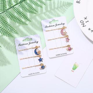 Set Of 3: Moon / Star / Planet Hair Pin