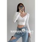 Heart-accent Slim-fit Crop T-shirt In 6 Colors