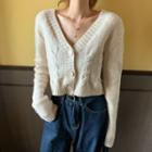 Plain Cable Knit Cropped Cardigan