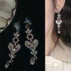 Rhinestone Heart Dangle Earring 997a - White - One Size