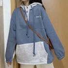 Long-sleeve Two-tone Henley Hoodie