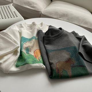 Short Sleeve Elephant & Horse Print Tee