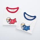 Short-sleeve Koi Fish Embroidered T-shirt
