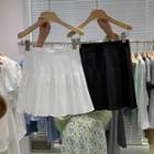 High-waist Plain Pleated Short Skirt