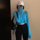 Round Neck Long-sleeve Cropped T-shirt