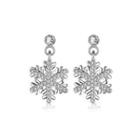 Fashion Elegant Snowflake Stud Earrings With Cubic Zircon Silver - One Size