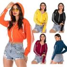 Striped Cropped Zip-up Hoodie