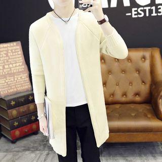 Long-sleeve Plain Long Cardigan