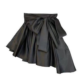 Bow Irregular Mini A-line Skirt