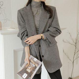 Single-breasted Oversized Checked Blazer