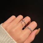 Cross Chained Double Ring Silver - One Size