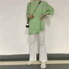 3/4-sleeve T-shirt / Boot-cut Pants