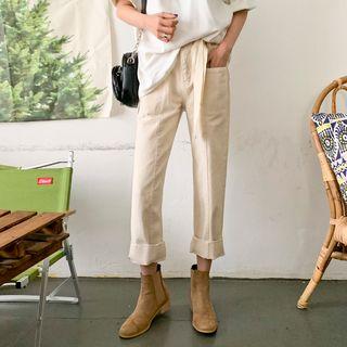Seam-trim Wide Straight-cut Pants