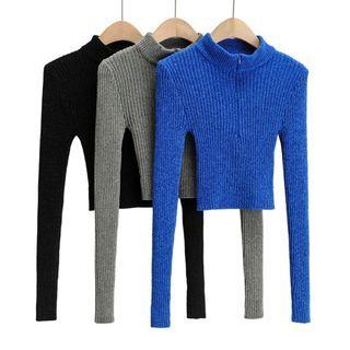 Long-sleeve Cropped Zip Sweater