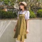 Ruffle-hem Linen Blend Overall Dress