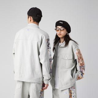 Floral Panel Button-up Jacket