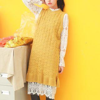 Pointelle Sleeveless Knit Dress