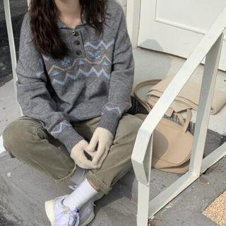 Pattern Polo Sweater