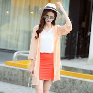 3/4-sleeve Light Chiffon Jacket
