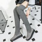 Ribbed Knit Panel Over-the-knee Boots