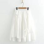 Asymmetrical Midi A-line Skirt White - One Size